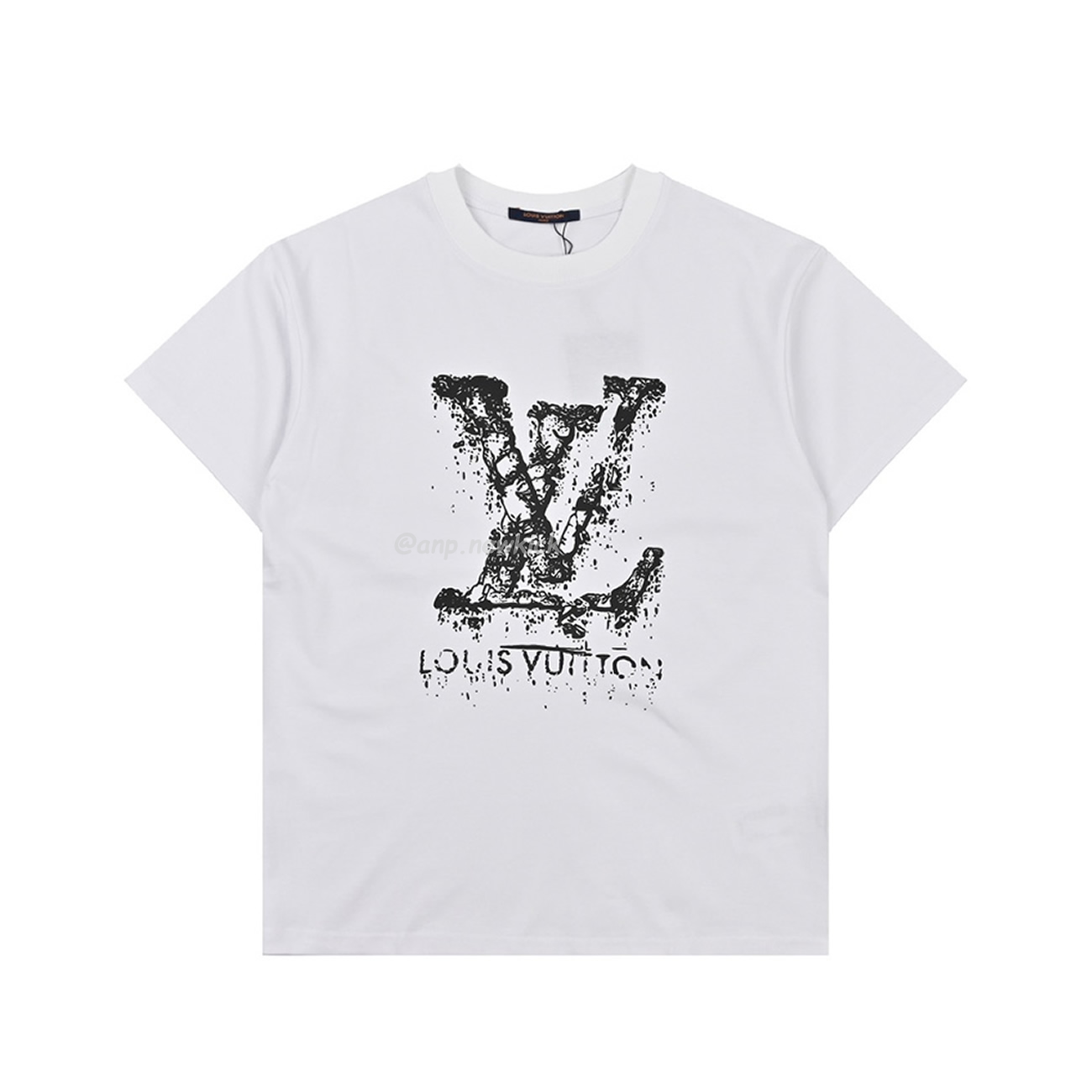 Louis Vuitton Classic Alphabet Digital Direct Spray Round Neck Short Sleeve T Shirt (8) - newkick.vip